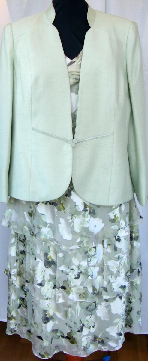 jacques vert LEAF & ACORN RANGE LEAF GREEN 16% SILK DEVORE DRESS FLORAL PRINT LEAF GREEN WOVEN JACKET