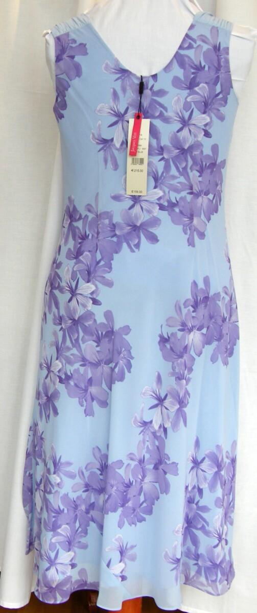 Jacques Vert LIGHT CORNFLOWER RANGE BLUE CHIFFON DRESS LILAC HIBISCUS PRINT & LILAC SHANTUNG JACKET