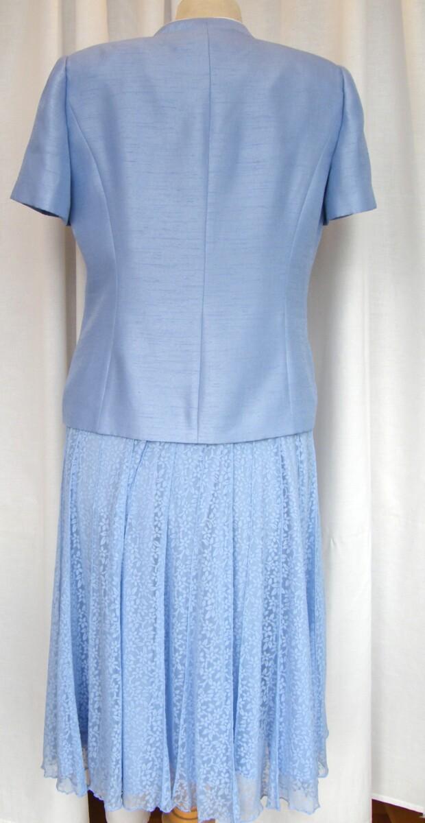 Jacques Vert LIGHT CORNFLOWER RANGE LIGHT BLUE LACE DRESS DITZY FLORAL PRINT & LIGHT CORNFLOWER SHANTUNG JACKET