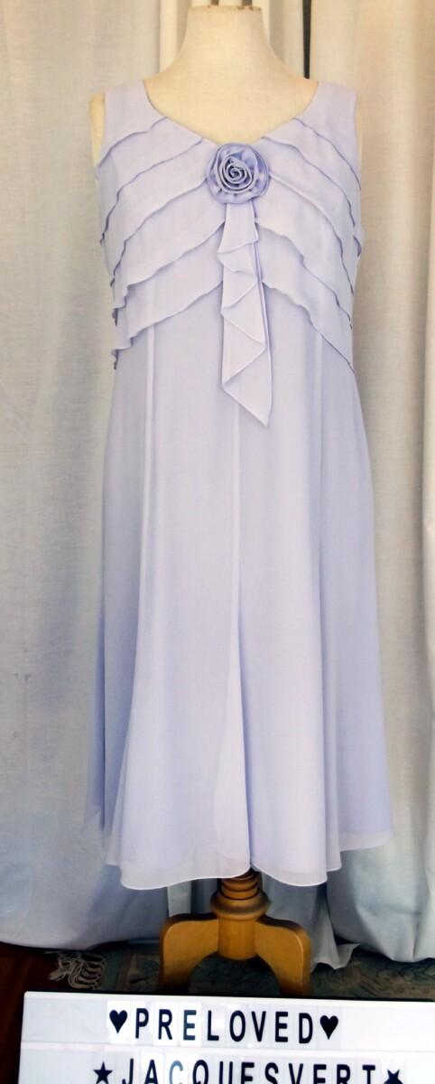 Jacques Vert LILAC CHIFFON FIT & FLARE DRESS & LILAC SHANTUNG JACKET NAVY PIPING