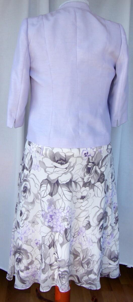 Jacques Vert LILAC HAZE RANGE CREAM CHIFFON DRESS MAUVE & LILAC PRINT LILAC SHANTUNG JACKET