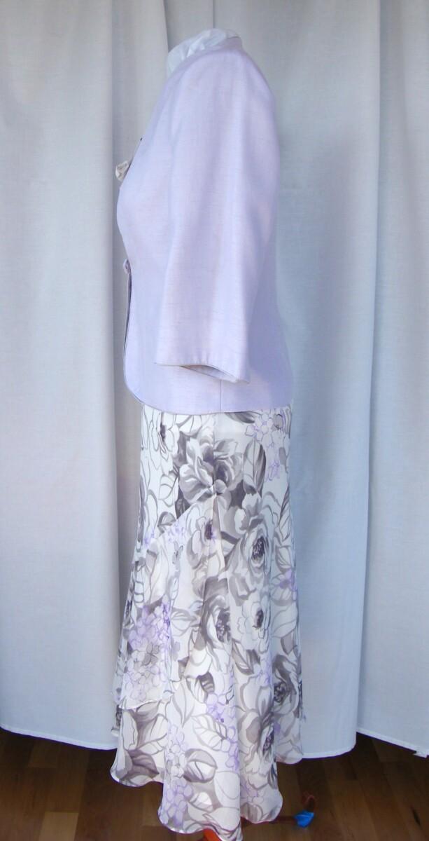 Jacques Vert LILAC HAZE RANGE CREAM CHIFFON DRESS MAUVE & LILAC PRINT LILAC SHANTUNG JACKET