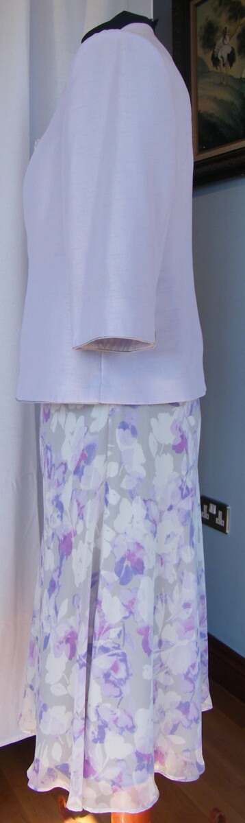Jacques Vert LILAC HAZE RANGE GREY CHIFFON DRESS LILAC & VIOLET PRINT &amp LILAC SHANTUNG JACKET