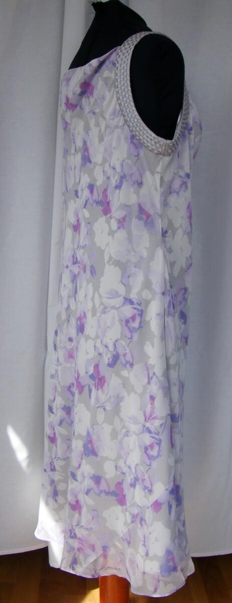 Jacques Vert LILAC HAZE RANGE GREY CHIFFON DRESS LILAC & VIOLET PRINT &amp LILAC SHANTUNG JACKET