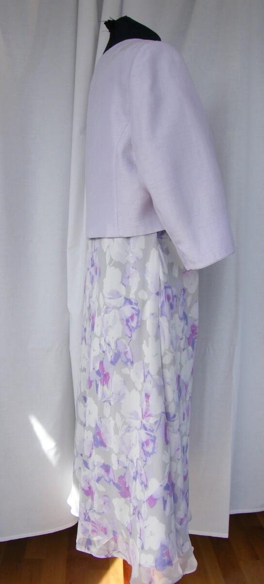 Jacques Vert LILAC HAZE RANGE GREY CHIFFON DRESS LILAC & VIOLET PRINT & LILAC SHANTUNG SHORT JACKET