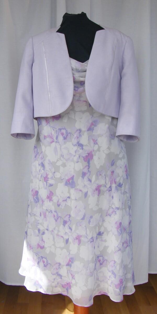 jacques vert LILAC HAZE RANGE GREY CHIFFON DRESS LILAC & VIOLET PRINT & LILAC SHANTUNG SHORT JACKET