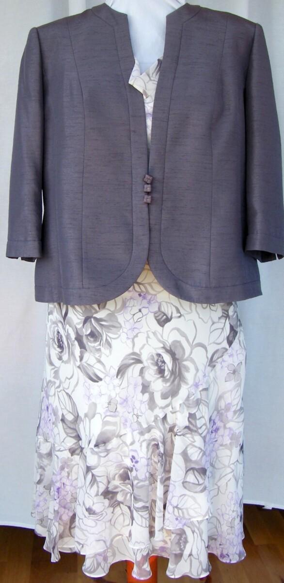jacques vert LILAC HAZE RANGE IVORY ORGANZA CHIFFIN DRESS LILAC & MAUVE FLORAL PRINT & MAUVE SHANTUNG JACKET