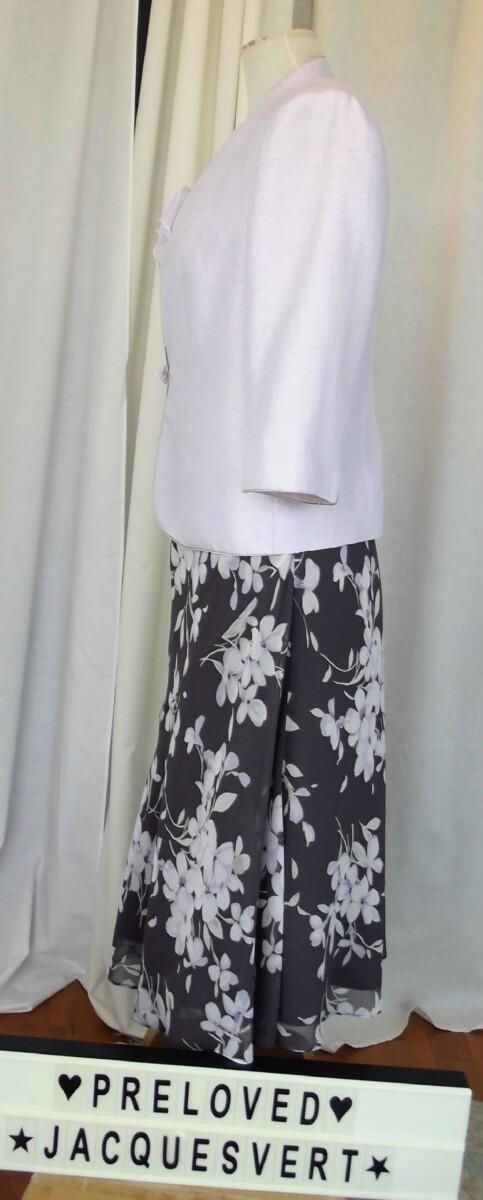 Jacques Vert LILAC HAZE RANGE  MAUVE CREPE CHIFFON DRESS LILAC PRINT & LILAC HAZE SHANTUNG JACKET