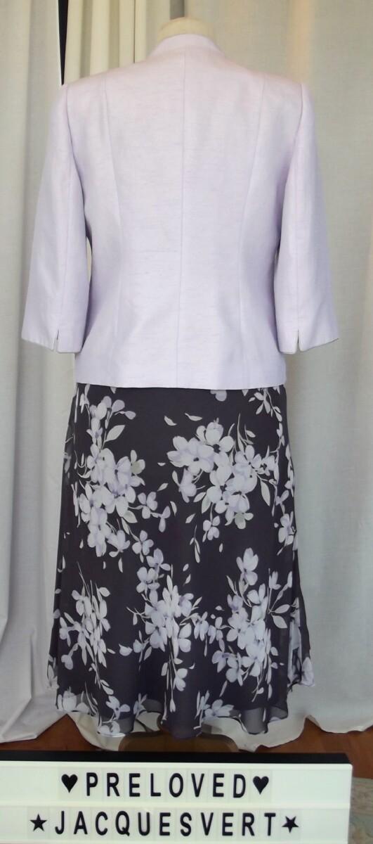 Jacques Vert LILAC HAZE RANGE  MAUVE CREPE CHIFFON DRESS LILAC PRINT & LILAC HAZE SHANTUNG JACKET