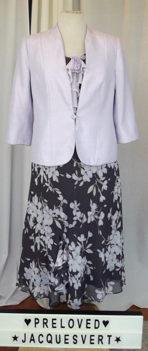 jacques vert LILAC HAZE RANGE  MAUVE CREPE CHIFFON DRESS LILAC PRINT & LILAC HAZE SHANTUNG JACKET