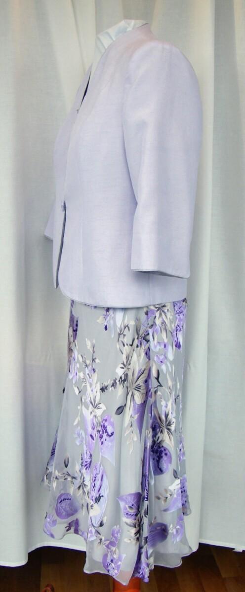 Jacques Vert LILAC HAZE RANGE SILK DEVORE DRESS IN VIOLET & GREY & LILAC SHANTUNG JACKET