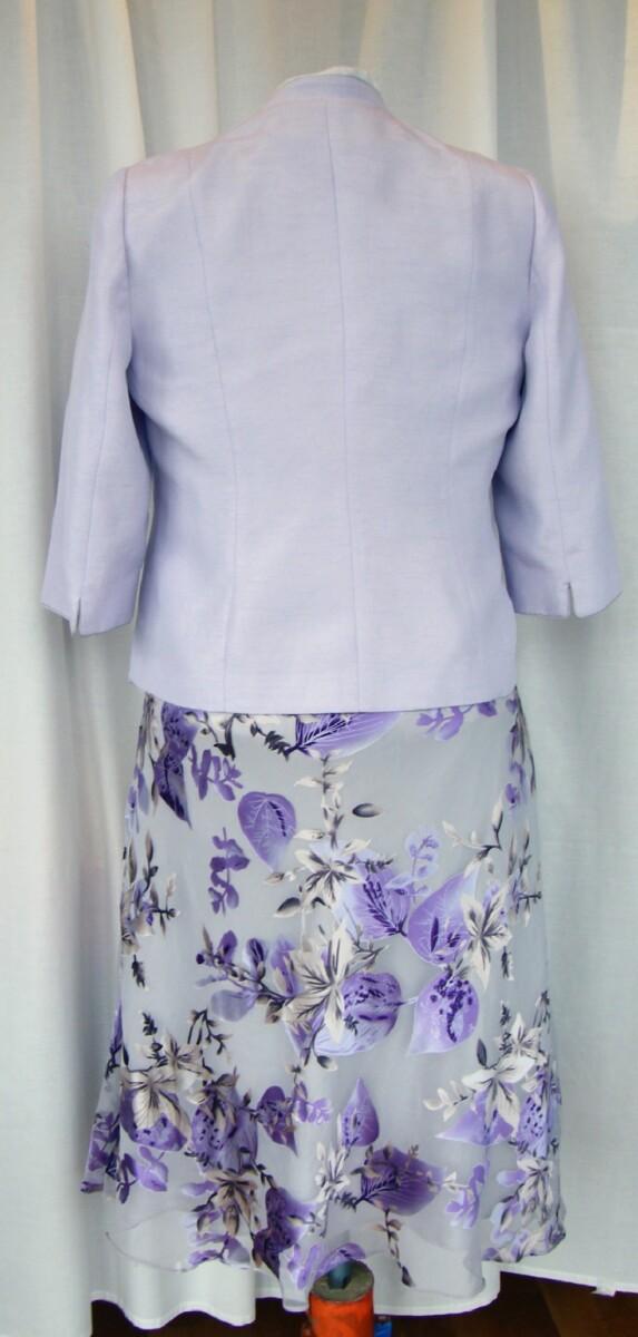 Jacques Vert LILAC HAZE RANGE SILK DEVORE DRESS IN VIOLET & GREY & LILAC SHANTUNG JACKET