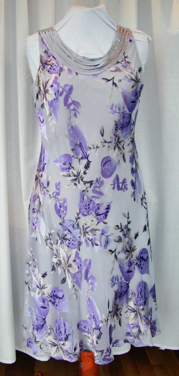 Jacques Vert LILAC HAZE RANGE SILK DEVORE DRESS IN VIOLET & GREY & LILAC SHANTUNG JACKET