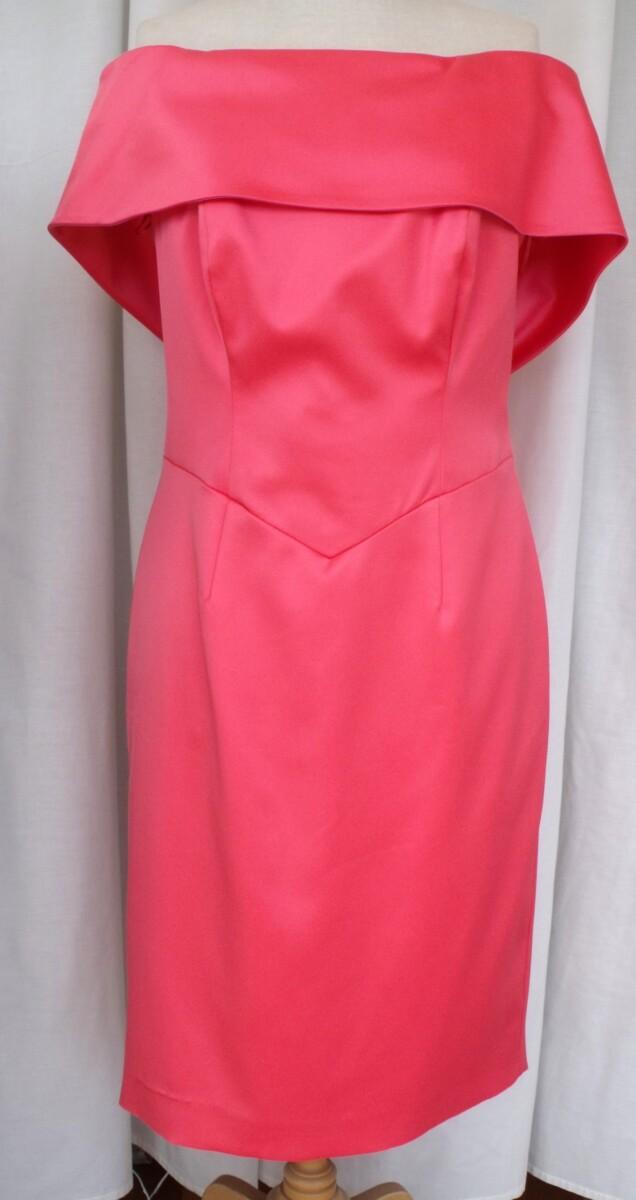 Jacques Vert LORCAN MULLANY FOR JACQUES VERT CORAL SATIN BOW BACK COCKTAIL DRESS