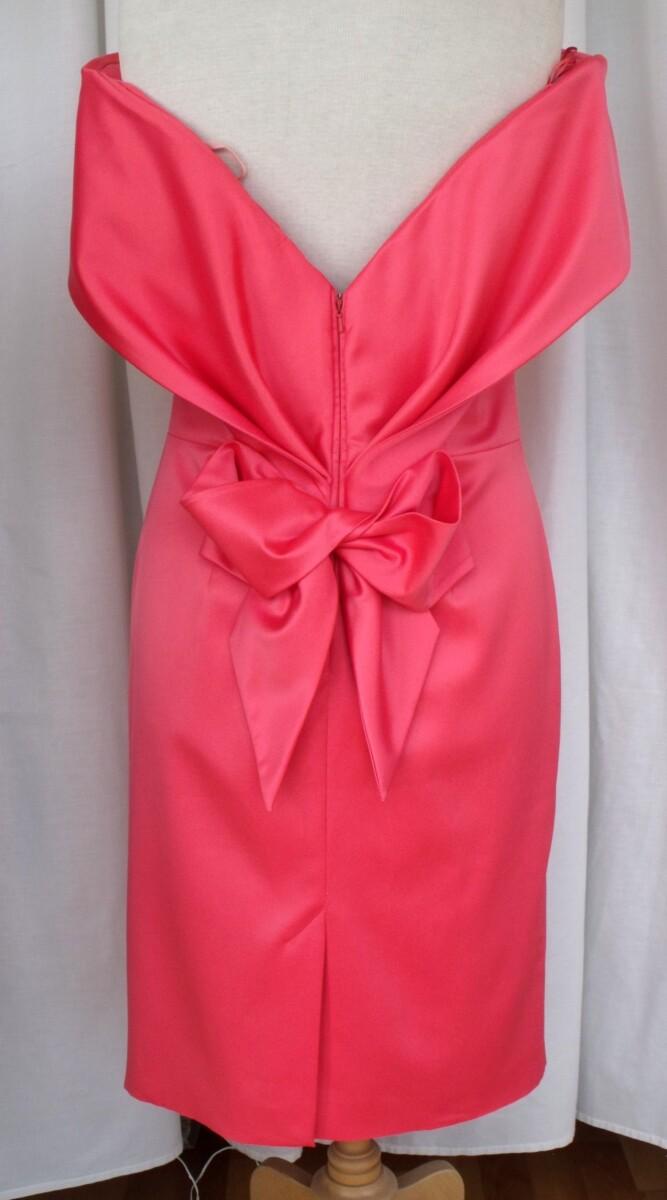 jacques vert LORCAN MULLANY FOR JACQUES VERT CORAL SATIN BOW BACK COCKTAIL DRESS