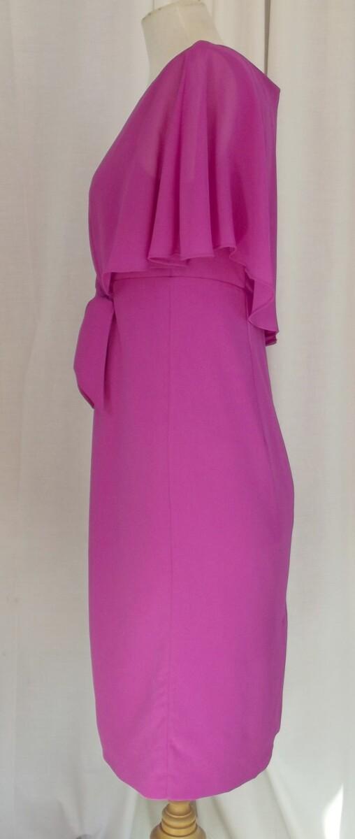 Jacques Vert LORCAN MULLANY FUSCHIA PINK CREPE COCKTAIL DRESS CHIFFON CAPE & TIE COCKTAIL DRESS