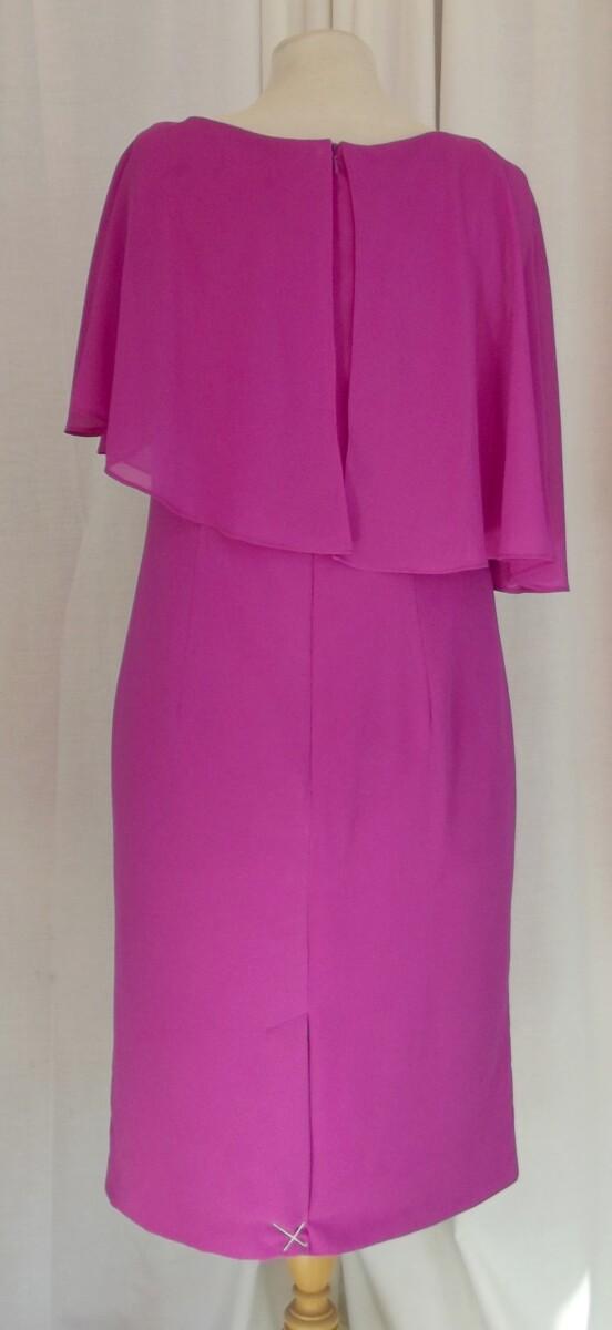 Jacques Vert LORCAN MULLANY FUSCHIA PINK CREPE COCKTAIL DRESS CHIFFON CAPE & TIE COCKTAIL DRESS