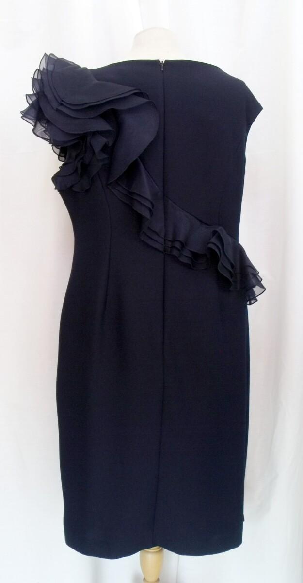 Jacques Vert LORCAN MULLANY NAVY BLUE CREPE COCKTAIL DRESS NAVY ORGANZA DECORATION