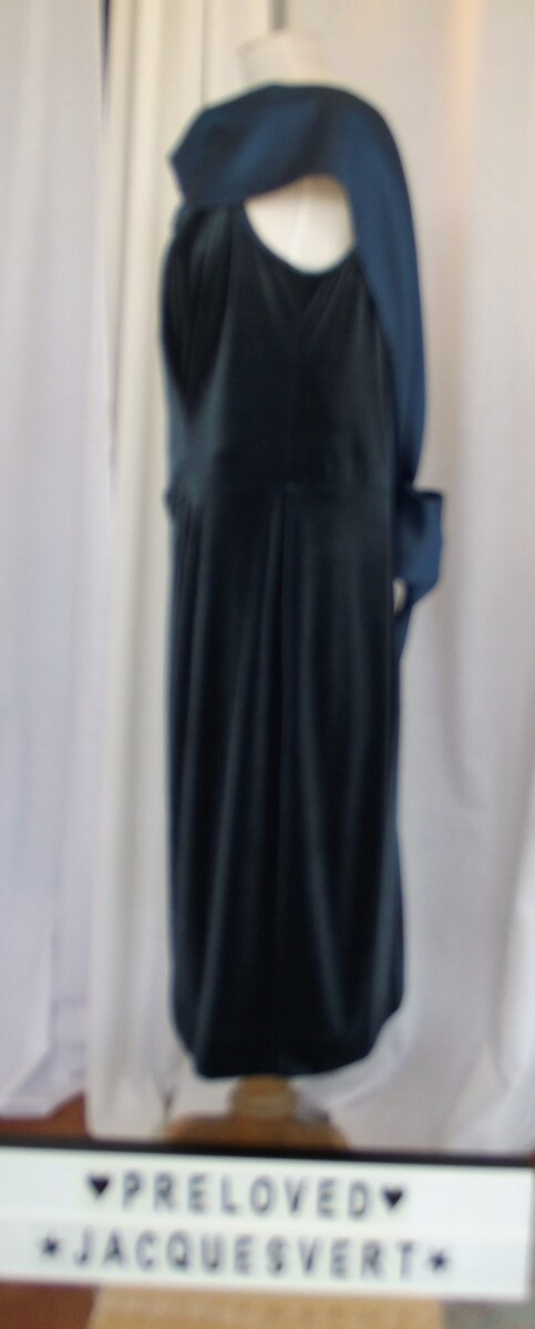 Jacques Vert LORCAN MULLANY PRUSSIAN BLUE VELVET BOW BACK COCKTAIL DRESS