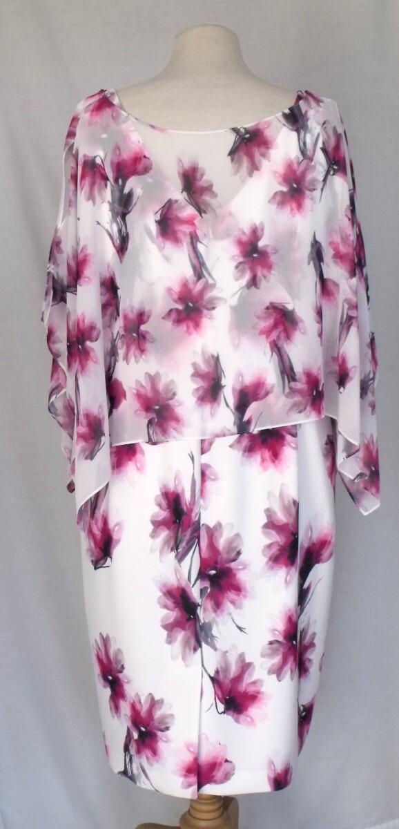 Jacques Vert MATCHING LOUISA PRINT SOFT CREPE SHIFT DRESS WITH SHEER CHIFFON TOP