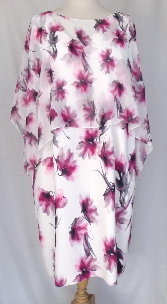 jacques vert MATCHING LOUISA PRINT SOFT CREPE SHIFT DRESS WITH SHEER CHIFFON TOP
