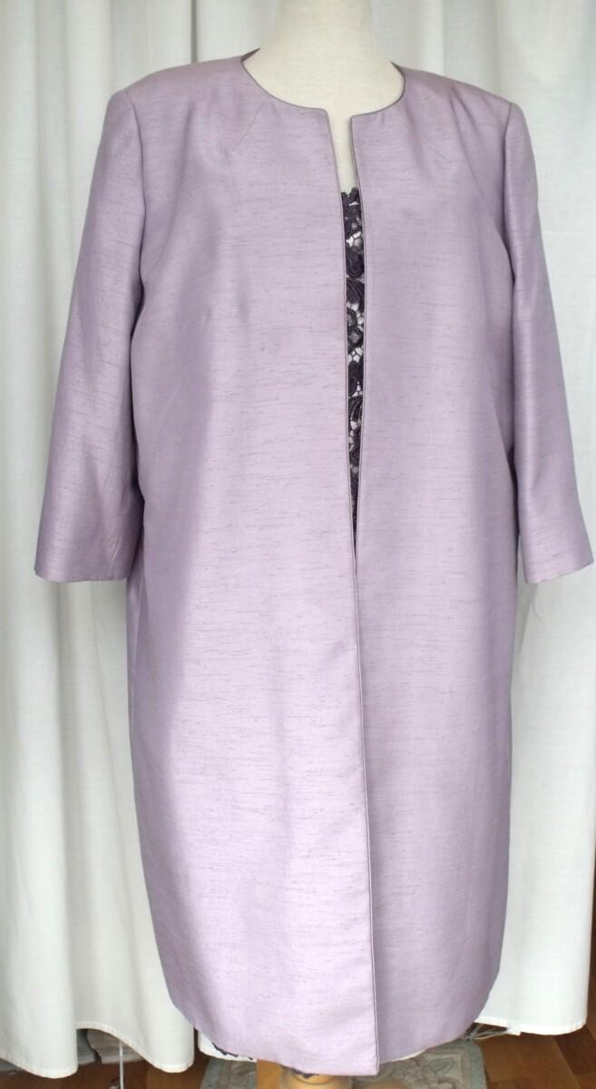 Jacques Vert MAUVE OPULENT LACE DRESS WITH 3D EFFECT MATCHING MID MAUVE SHANTUNG COAT