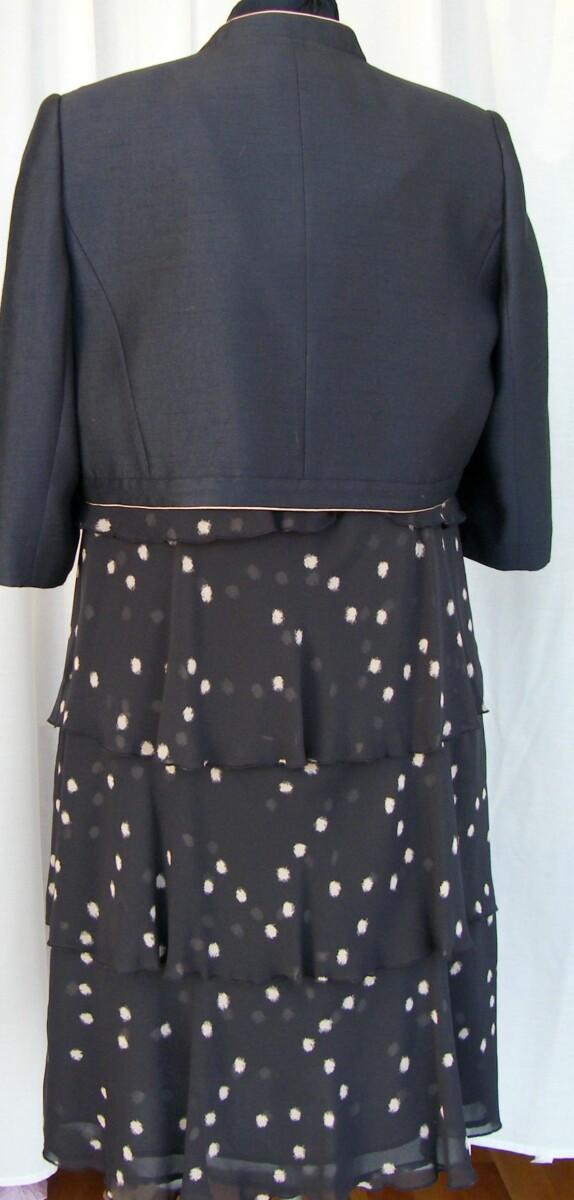 Jacques Vert MERCURY & GINGER RANGE MERCURY CHIFFON WATERFALL TIERS DRESS GINGER SOFT SPOTS MERCURY NOTCH NECK JACKET