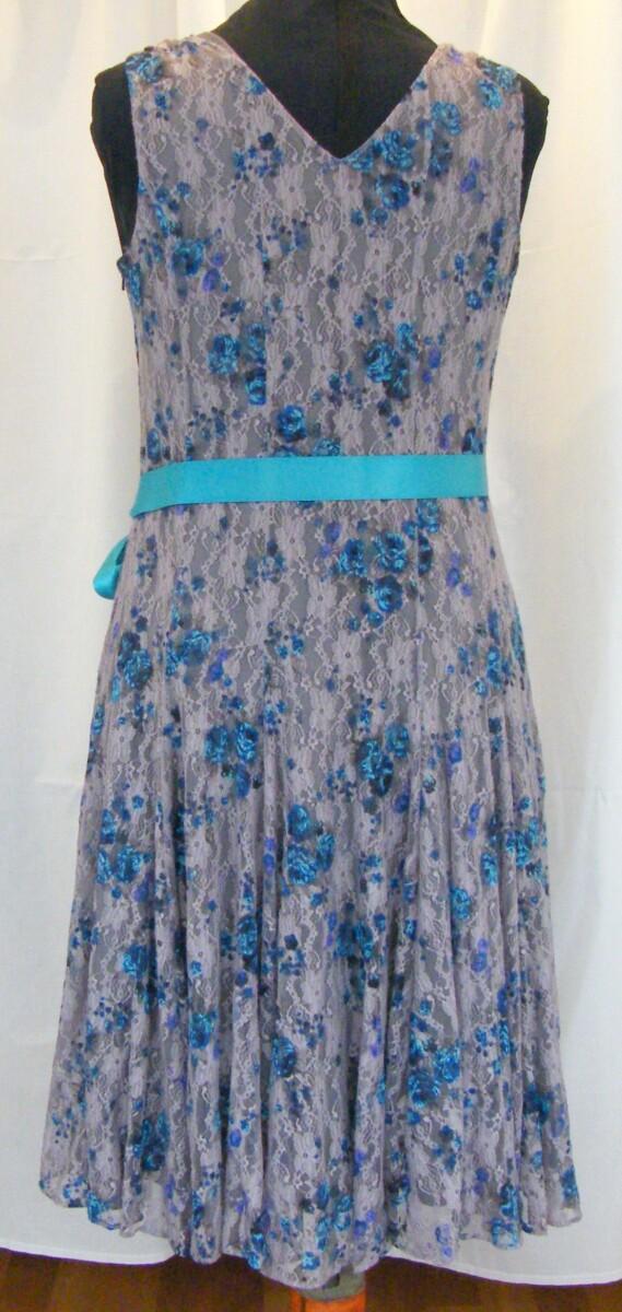 Jacques Vert METAL GREY & TURQUOISE RANGE GREY LACE DRESS BLUE FLOWER PRINT & TURQUOISE SHANTUNG SHORT JACKET