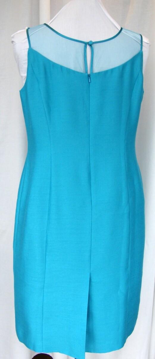 Jacques Vert METAL GREY & TURQUOISE RANGE SHANTUNG SHIFT DRESS & TURQUOISE SHANTUNG JACKET