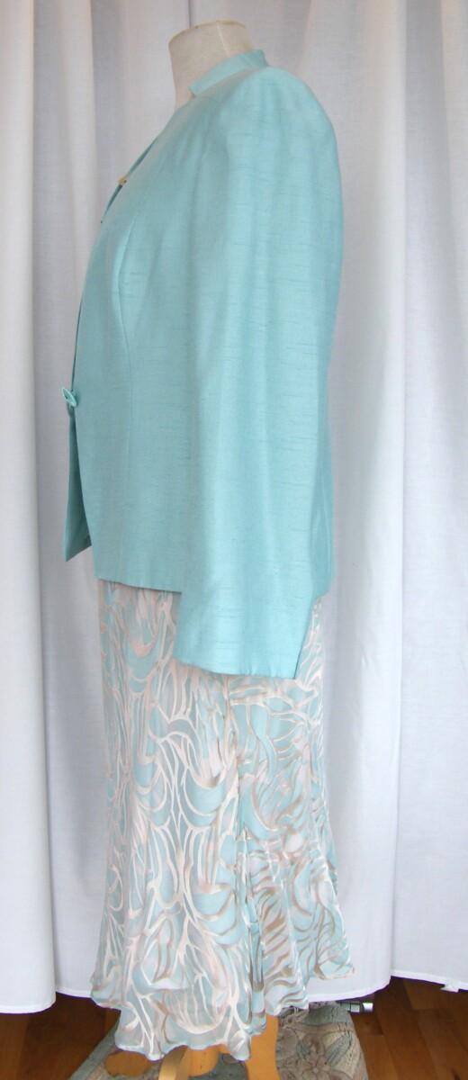 Jacques Vert MINT BRULEE RANGE MINT SILK DEVORE DRESS BRULEE ABSTRACT PATTERN MATCHING MINT JACKET