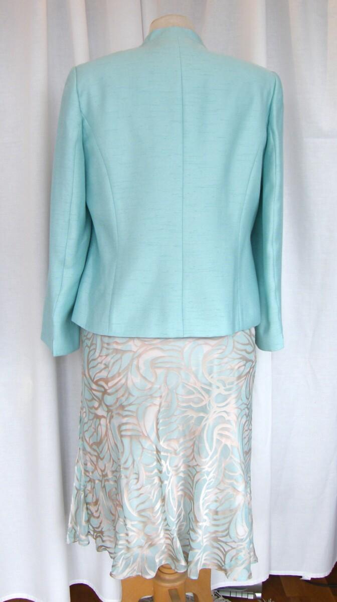 Jacques Vert MINT BRULEE RANGE MINT SILK DEVORE DRESS BRULEE ABSTRACT PATTERN MATCHING MINT JACKET