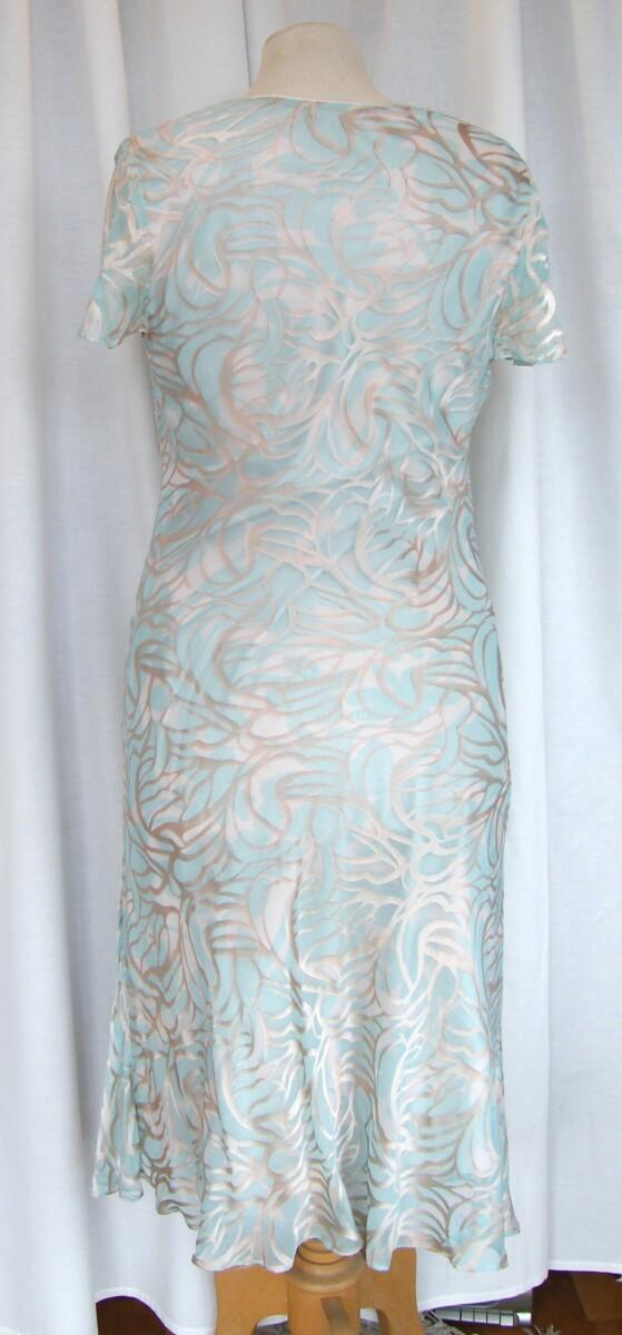 Jacques Vert MINT BRULEE RANGE MINT SILK DEVORE DRESS BRULEE ABSTRACT PATTERN MATCHING MINT JACKET