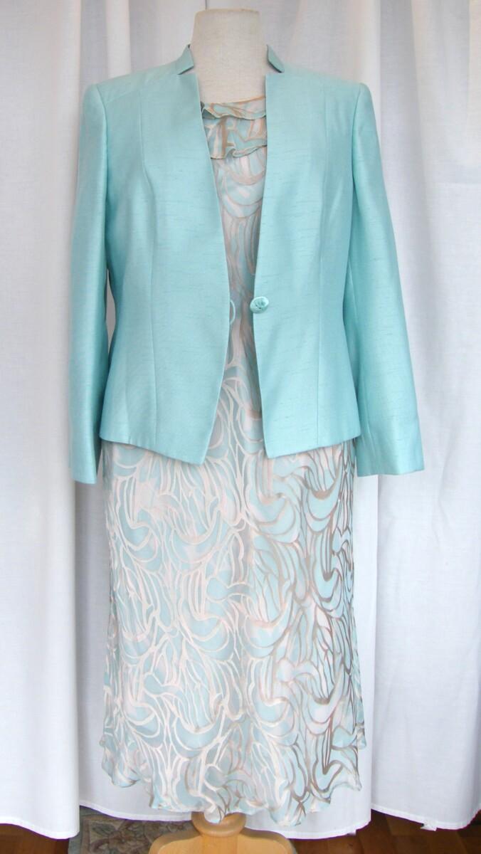 jacques vert MINT BRULEE RANGE MINT SILK DEVORE DRESS BRULEE ABSTRACT PATTERN MATCHING MINT JACKET