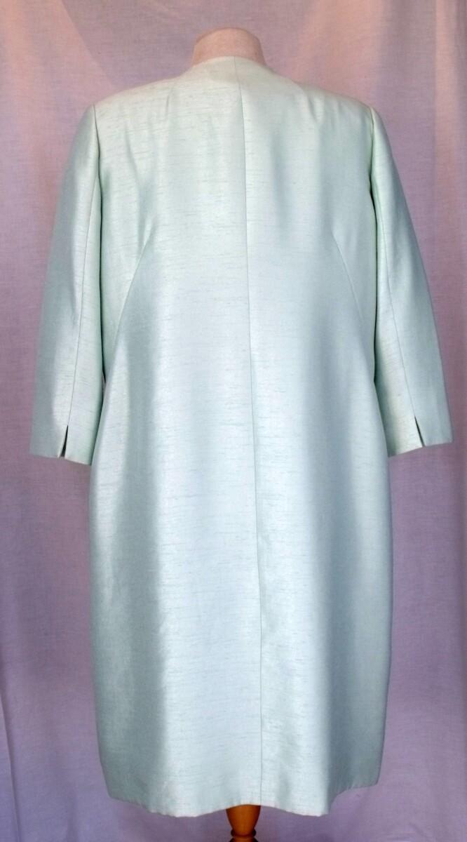 Jacques Vert MINT GREEN SHANTUNG COAT & MINT GREEN SHANTUNG SHIFT DRESS NAVY ROSE PRINT