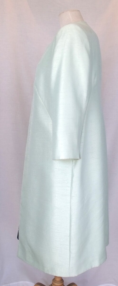 Jacques Vert MINT GREEN SHANTUNG COAT & MINT GREEN SHANTUNG SHIFT DRESS NAVY ROSE PRINT