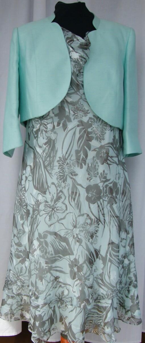 jacques vert MINT JULEP RANGE COFFEE PRINT ON MINT JULEP 27% SILK DEVORE & MINT JULEP NOTCH NECK SHORT JACKET