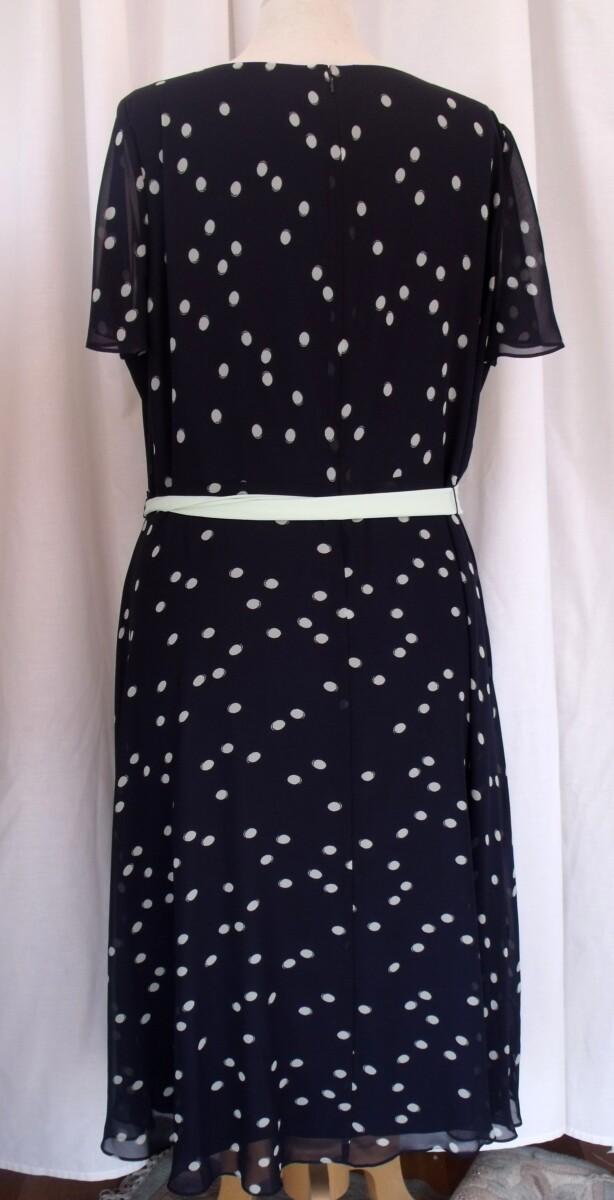 Jacques Vert MINT & NAVY RANGE NAVY CREPE CHIFFON MINT GREEN LARGE SPOT DRESS MINT GREEN SHANTUNG BOLERO