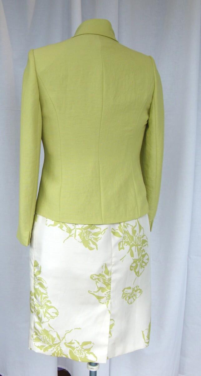 Jacques Vert MONACO RANGE IVORY SHANTUNG SHIFT DRESS LIME PRINT & LIME SHAWL JACKET