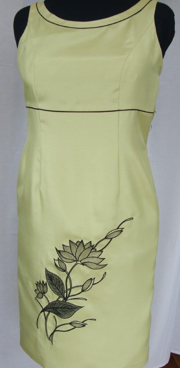 Jacques Vert MONACO RANGE VINTAGE LIME SHANTUNG DRESS NAVY EMBROIDERY &amp LIME SHANTUNG JACKET NAVY PIPING