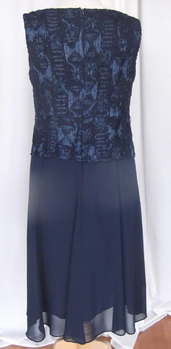 Jacques Vert MONIQUE NAVY DRESS OF NAVY RIBBON LACE BODICE NAVY CHIFFON SKIRT & NAVY RIBBON LACE JACKET