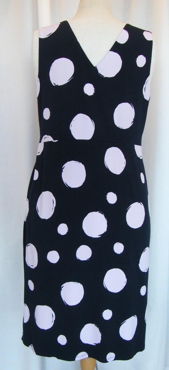 Jacques Vert MONIQUE RANGE NAVY JERSEY DRESS RANDOM LARGE PINK SPOTS PINK MOIRE SHANTUNG JACKET WITH NAVY EDGING