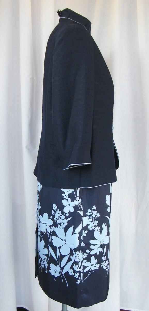 Jacques Vert MONIQUE RANGE NAVY SHANTUNG SHIFT DRESS POWDER BLUE TRAILING DAISY PRINT & MONIQUE NAVY SHANTUNG JACKET