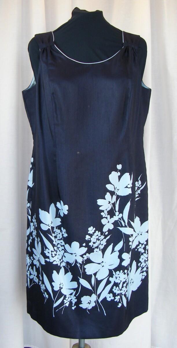 Jacques Vert MONIQUE RANGE NAVY SHANTUNG SHIFT DRESS POWDER BLUE TRAILING DAISY PRINT & MONIQUE NAVY SHANTUNG JACKET