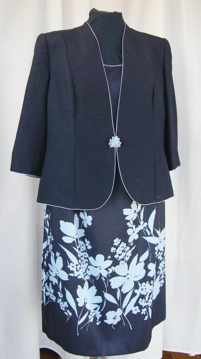 jacques vert MONIQUE RANGE NAVY SHANTUNG SHIFT DRESS POWDER BLUE TRAILING DAISY PRINT & MONIQUE NAVY SHANTUNG JACKET