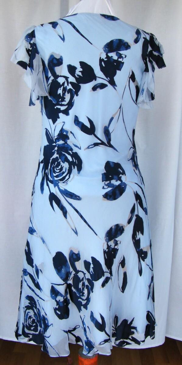 Jacques Vert MONIQUE RANGE POWDER BLUE SILK DEVORE DRESS NAVY ROSA GRANDE PRINT MONIQUE NAVY BLUE SHANTUNG JACKET