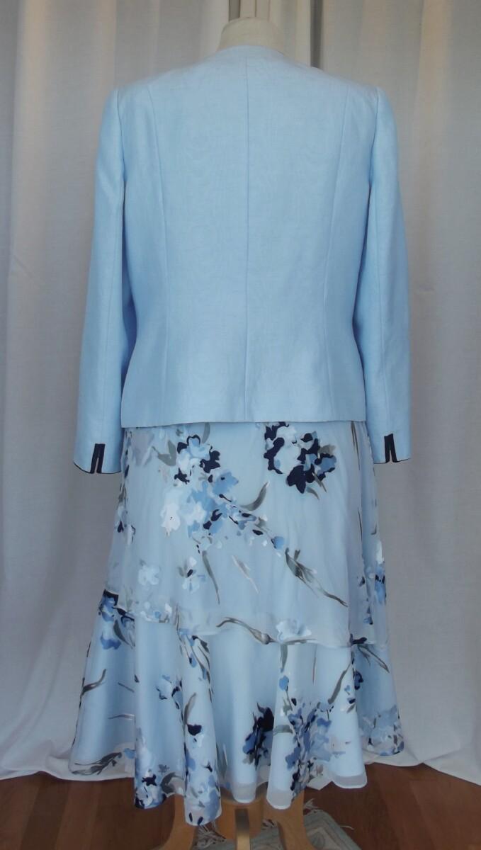 Jacques Vert MONIQUE RANGE POWDER BLUE SILK DEVORE DRESS & POWDER BLUE MOIRE SHANTUNG JACKET