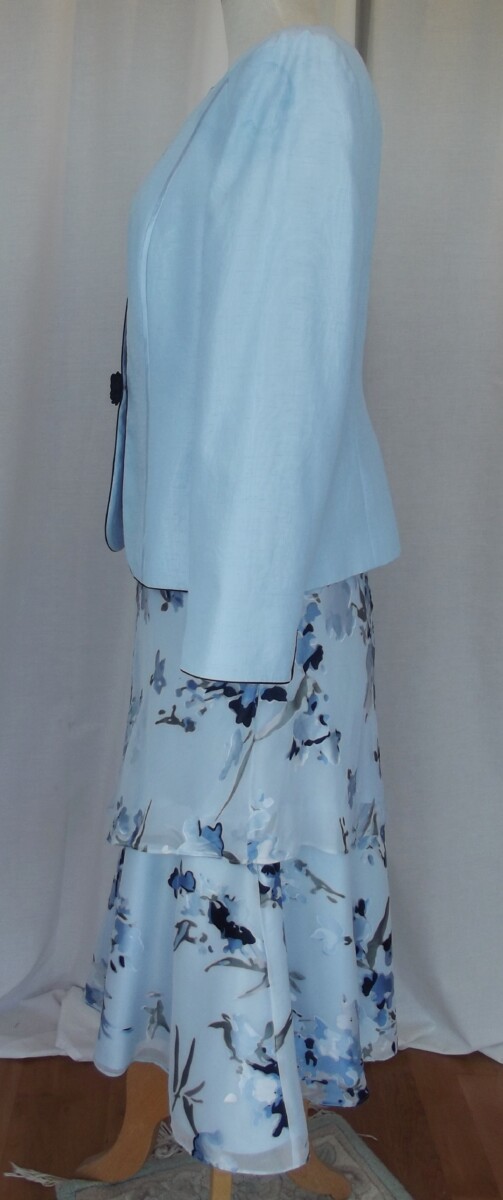 Jacques Vert MONIQUE RANGE POWDER BLUE SILK DEVORE DRESS & POWDER BLUE MOIRE SHANTUNG JACKET