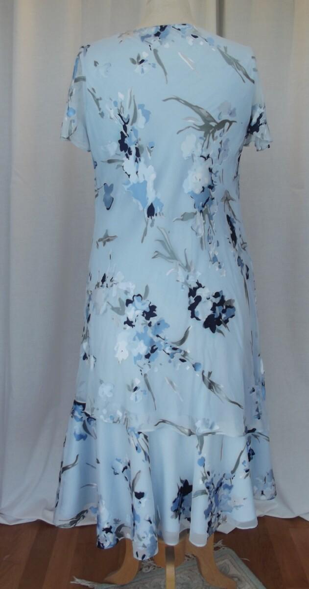 Jacques Vert MONIQUE RANGE POWDER BLUE SILK DEVORE DRESS & POWDER BLUE MOIRE SHANTUNG JACKET