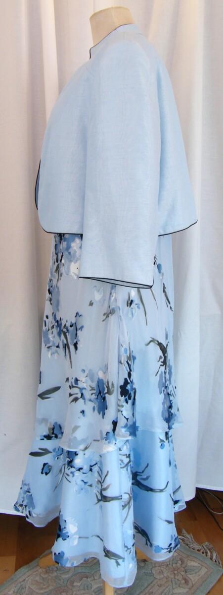 Jacques Vert MONIQUE RANGE POWDER BLUE SILK DEVORE DRESS & POWDER BLUE SHORT JACKET