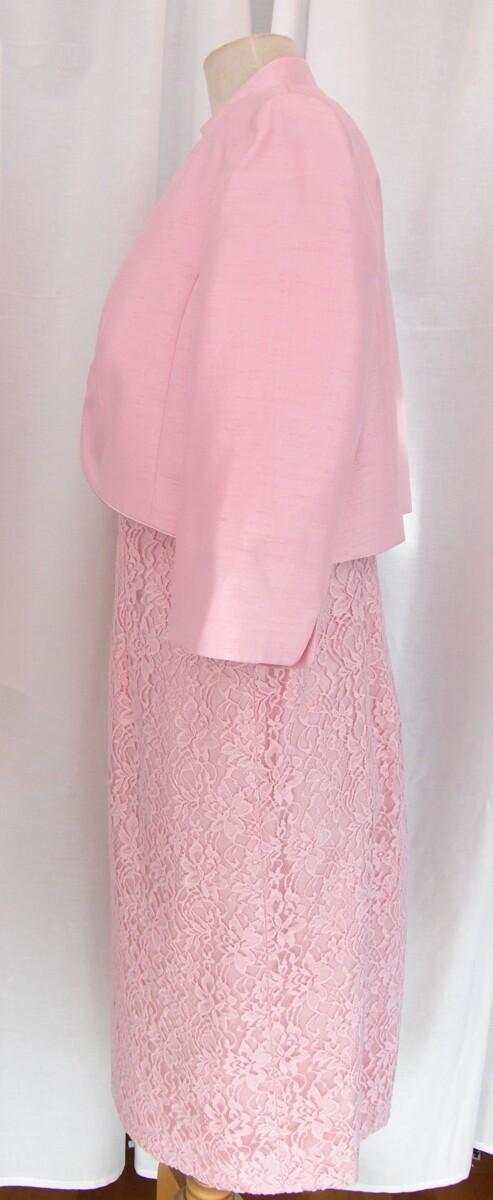Jacques Vert MONIQUE RANGE SHELL PINK LACE SHIFT DRESS & SHELL PINK SHANTUNG NOTCH NECK SHORT JACKET